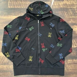 Psycho bunny AOP ligon multicolor logo black full zip hoodie sweatshirt 3XL